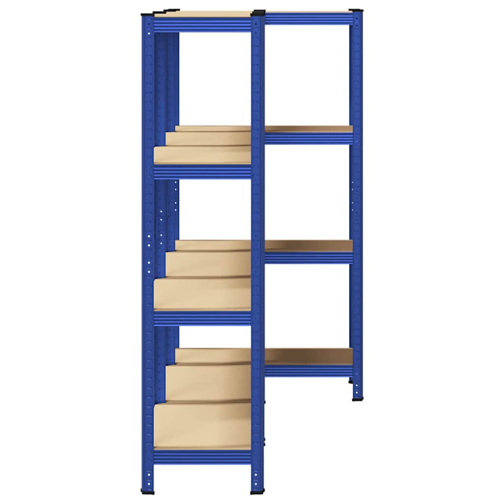 Storage shelves with 4 shelves 3 pcs. Blue steel & wood material