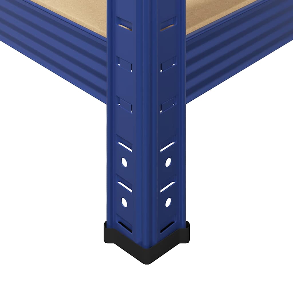 Storage shelves with 4 shelves 3 pcs. Blue steel & wood material