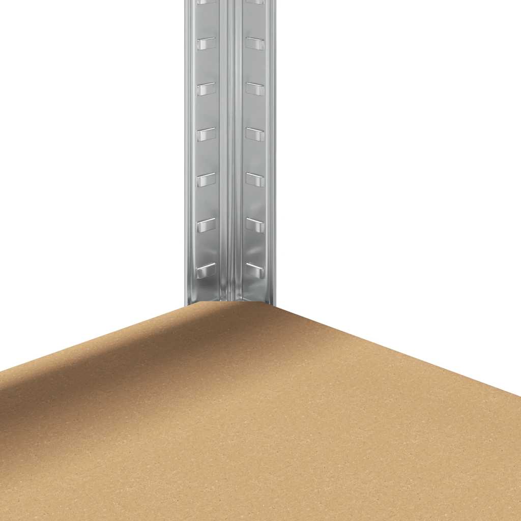 Heavy-duty shelves with 5 shelves, 4 pieces, silver steel, wood-based material