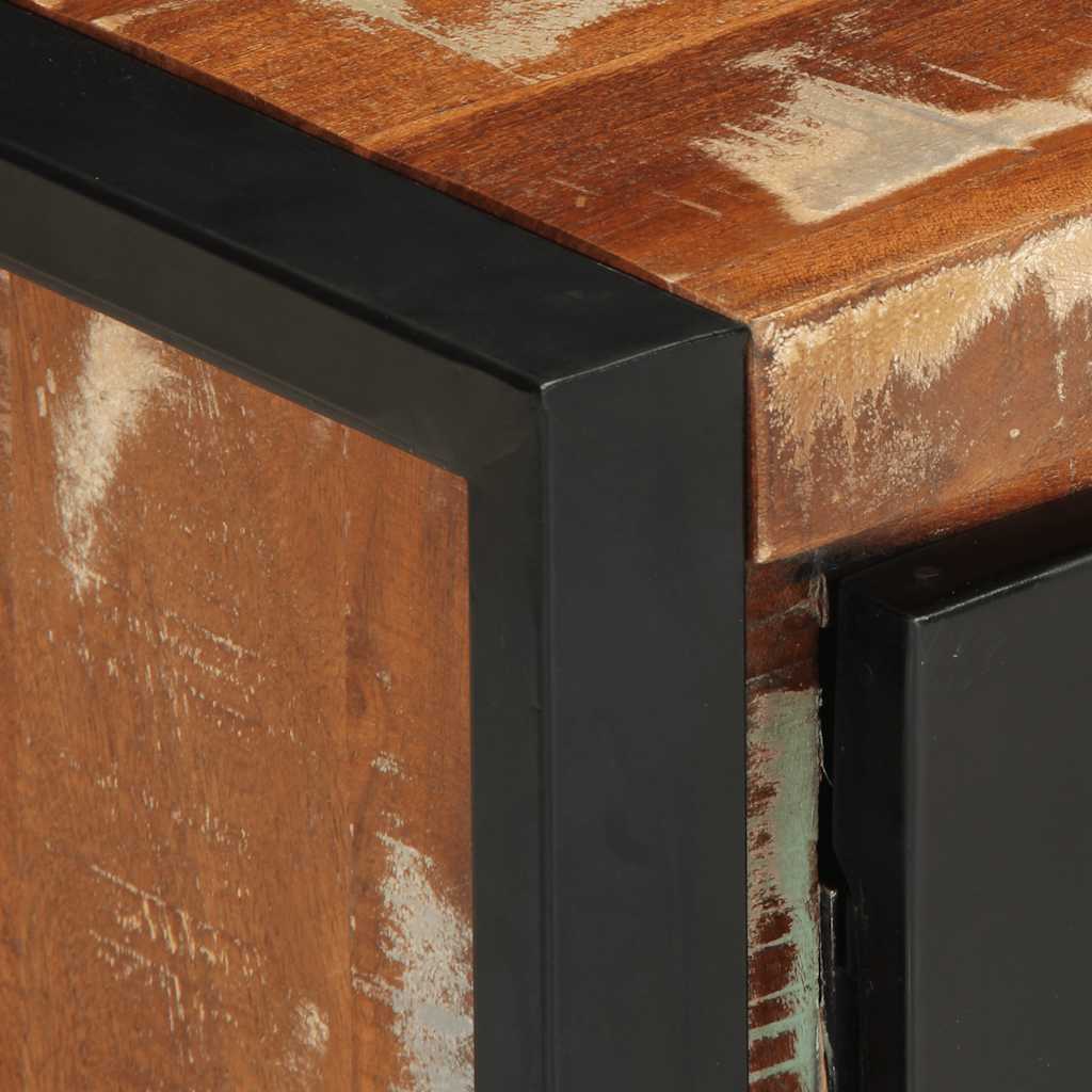 Table basse multicolore 90x50x36 cm en bois massif de récupération
