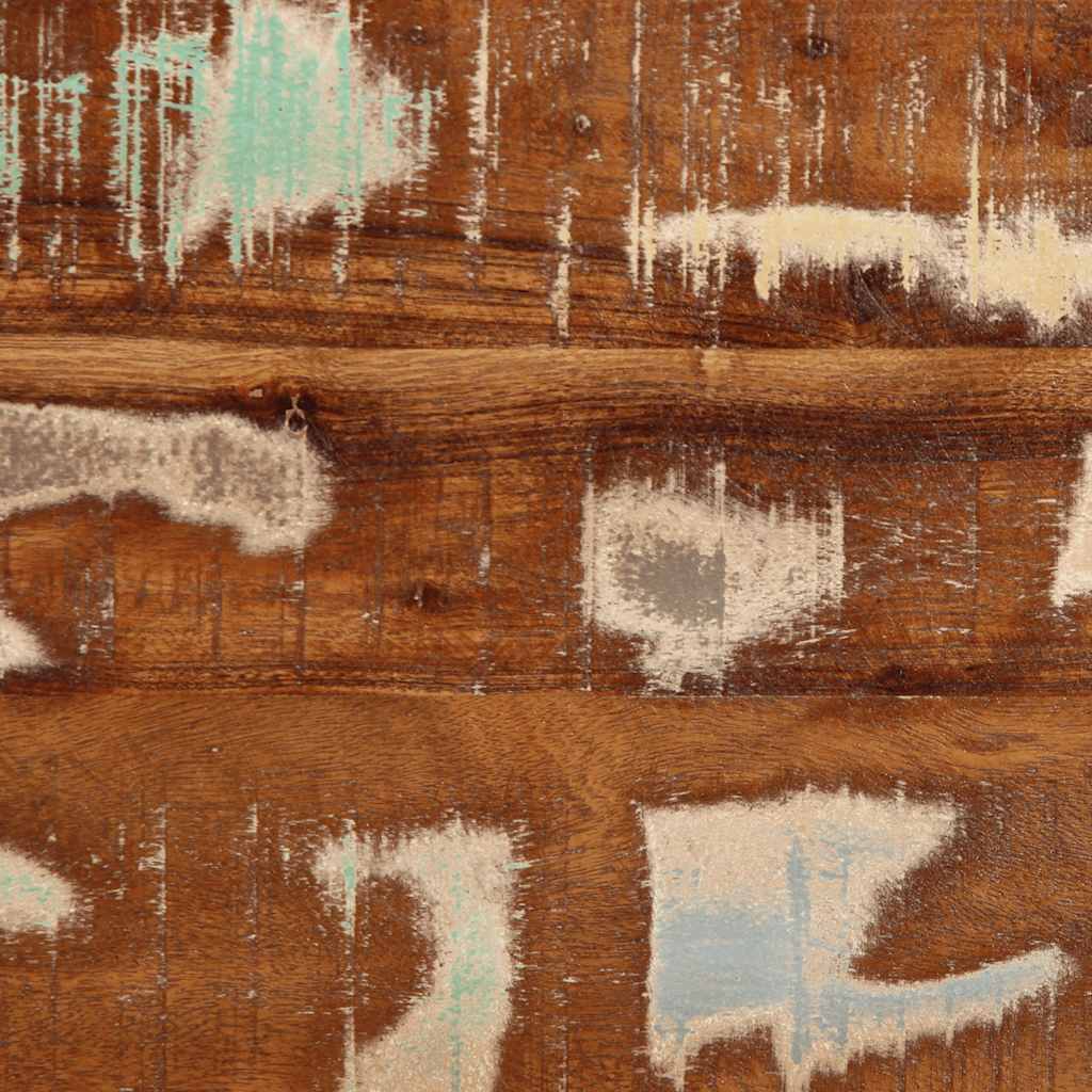 Table basse multicolore 90x50x36 cm en bois massif de récupération