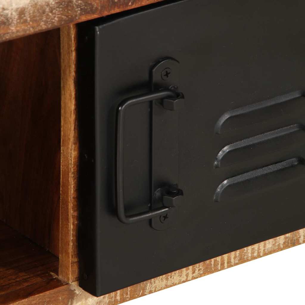 Table basse multicolore 90x50x36 cm en bois massif de récupération