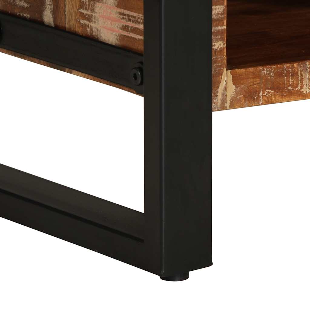 Table basse multicolore 90x50x36 cm en bois massif de récupération