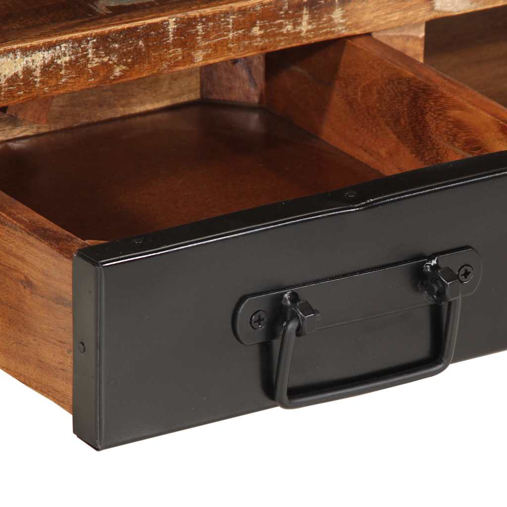 Table basse multicolore 90x50x36 cm en bois massif de récupération