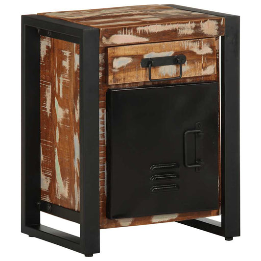 Bedside table multicolored 40x30x50 cm solid reclaimed wood