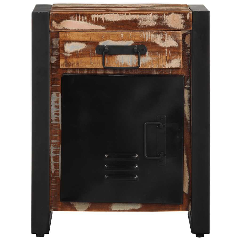 Bedside table multicolored 40x30x50 cm solid reclaimed wood