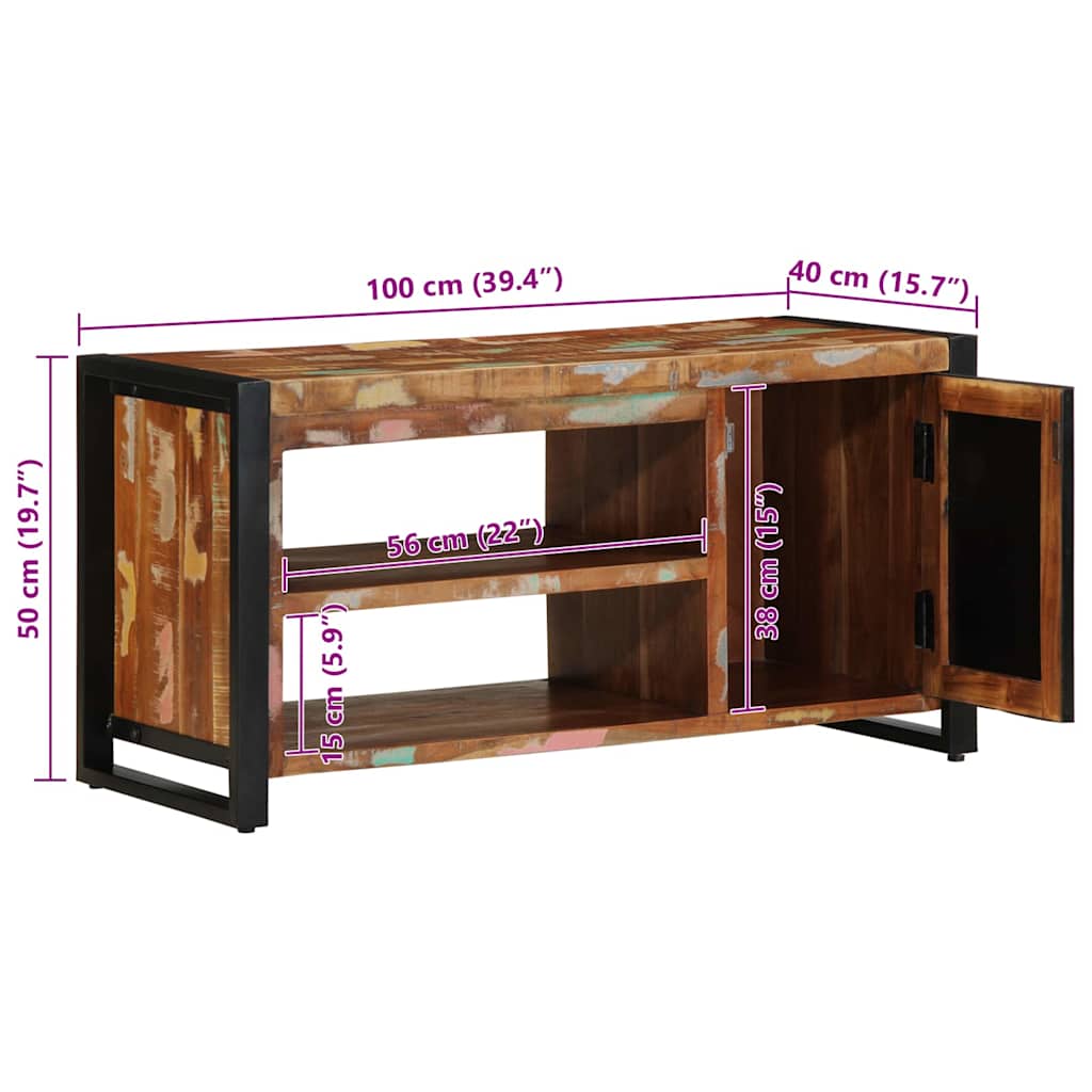 Schuhbank Mehrfarbig 100 x 40 x 50 cm Massivholz Altholz