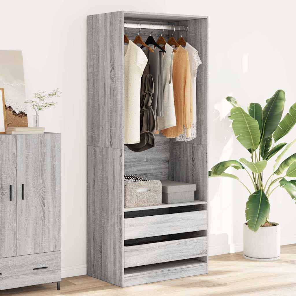 Armoire Gris Sonoma 80x50x200 cm en matériau à base de bois
