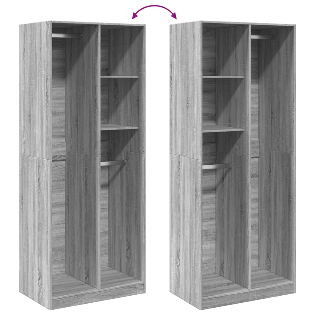 Armoire Gris Sonoma 80x50x200 cm en matériau à base de bois