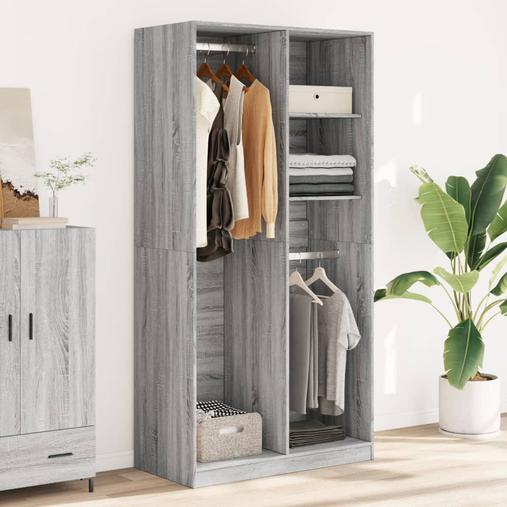Wardrobe Grey Sonoma 100x50x200 cm Wood Material