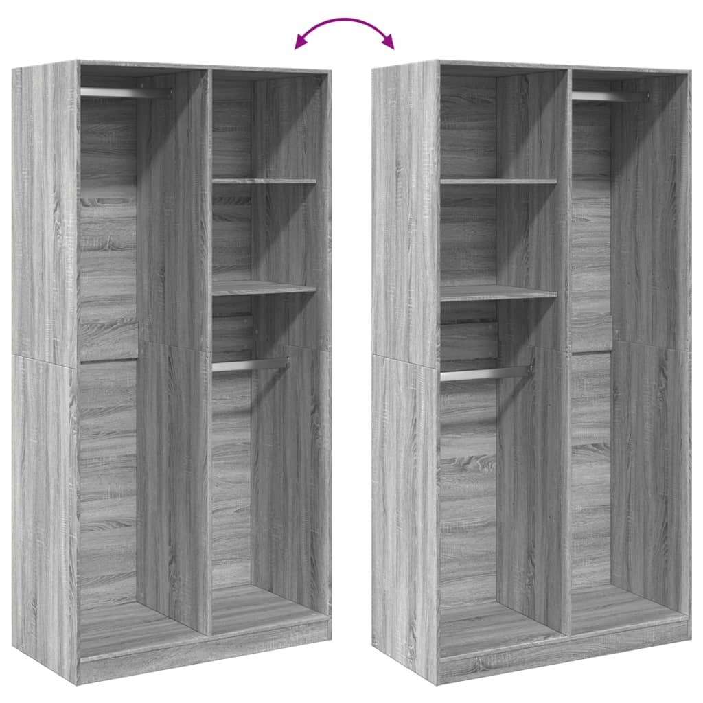 Wardrobe Grey Sonoma 100x50x200 cm Wood Material