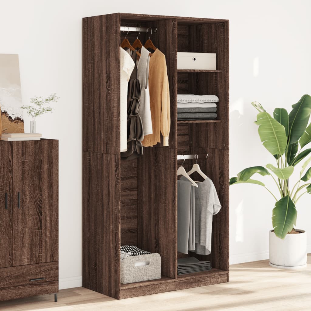 Armoire aspect chêne marron 100x50x200 cm matériau bois