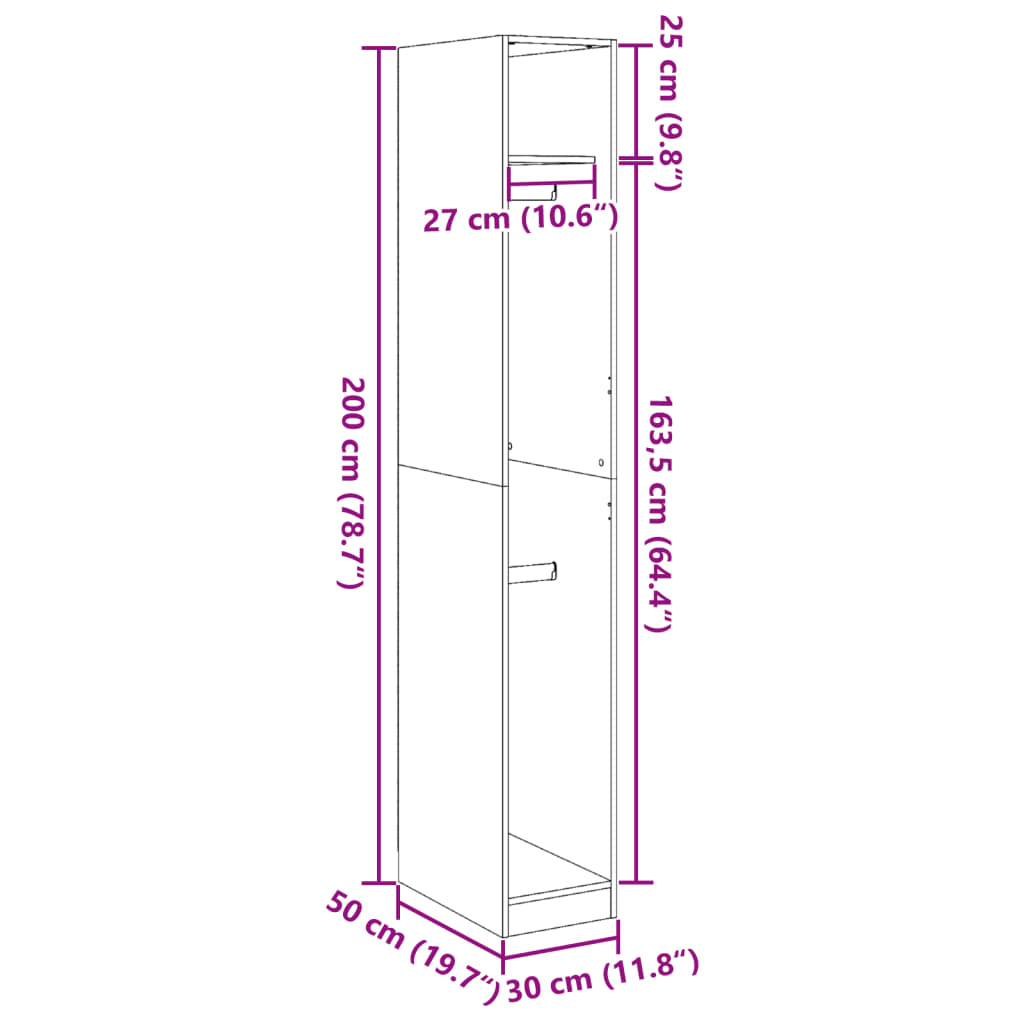 Wardrobe Grey Sonoma 30x50x200 cm wood material