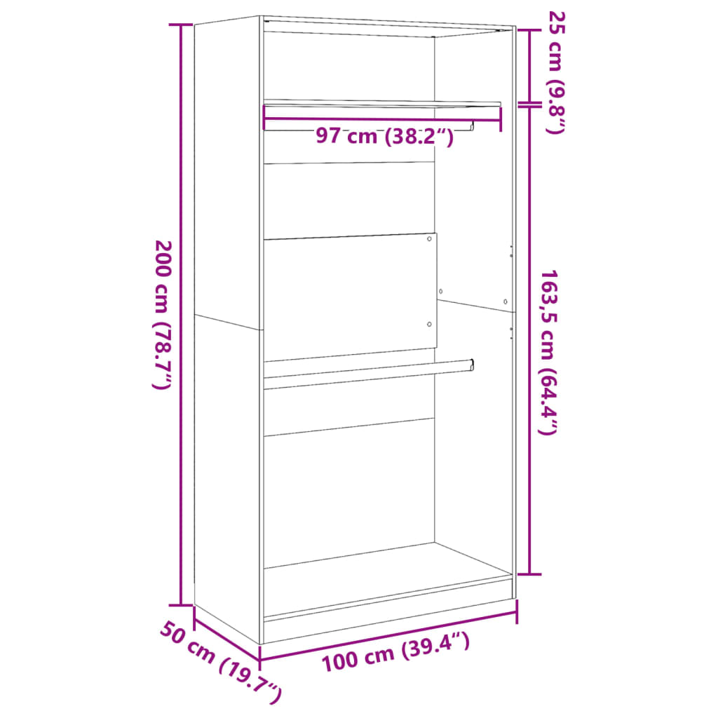 Armoire chêne Sonoma 100x50x200 cm matériau bois