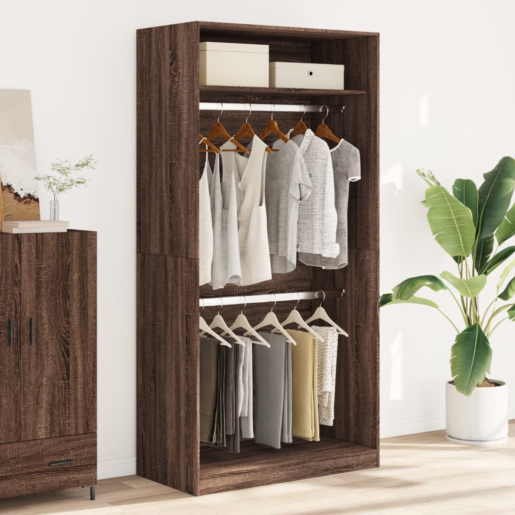 Armoire aspect chêne marron 100x50x200 cm matériau bois