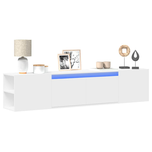 Meuble TV mural avec éclairage LED blanc 180x31x39,5 cm