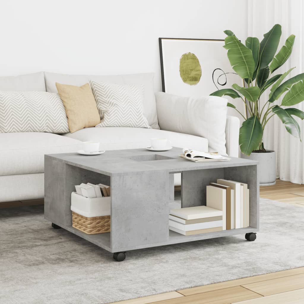 Coffee table concrete grey 80x80x40 cm wood material