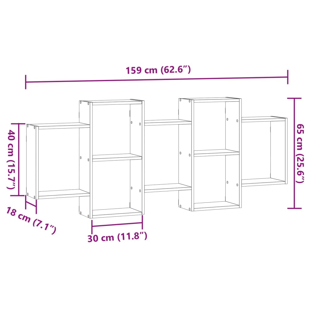 Wall shelf old wood look 159x18x65 cm wood material