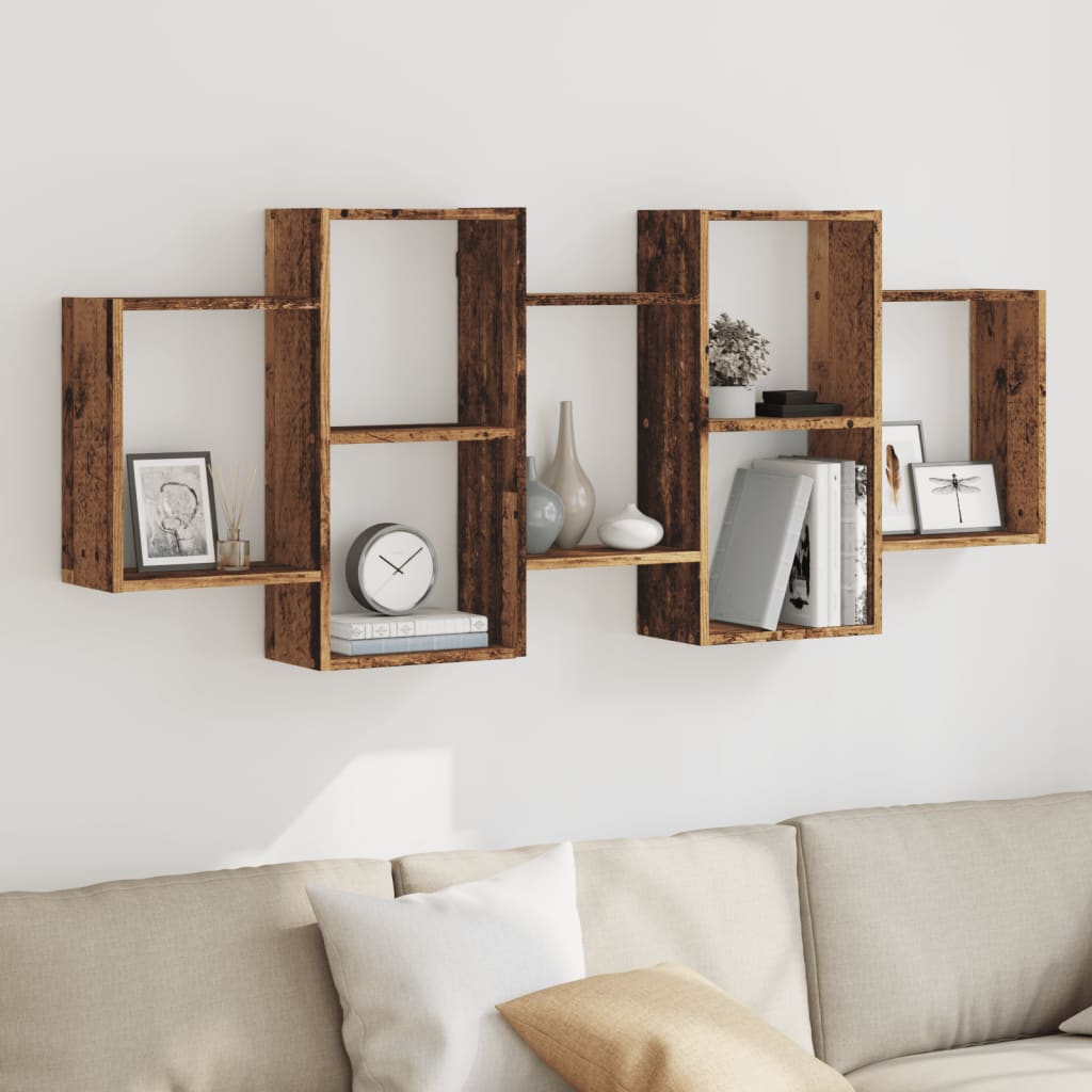 Wall shelf old wood look 159x18x65 cm wood material