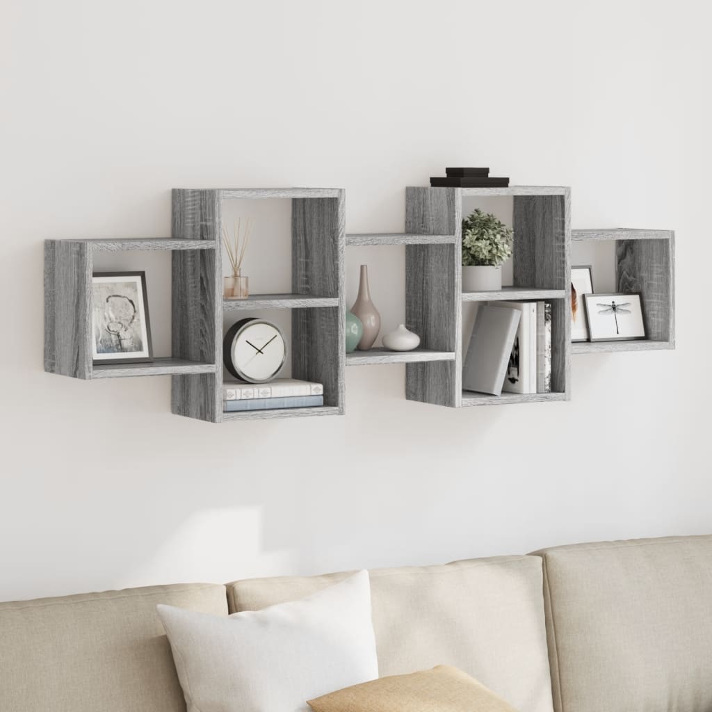 Wall shelf Grey Sonoma 129x18x42 cm wood material