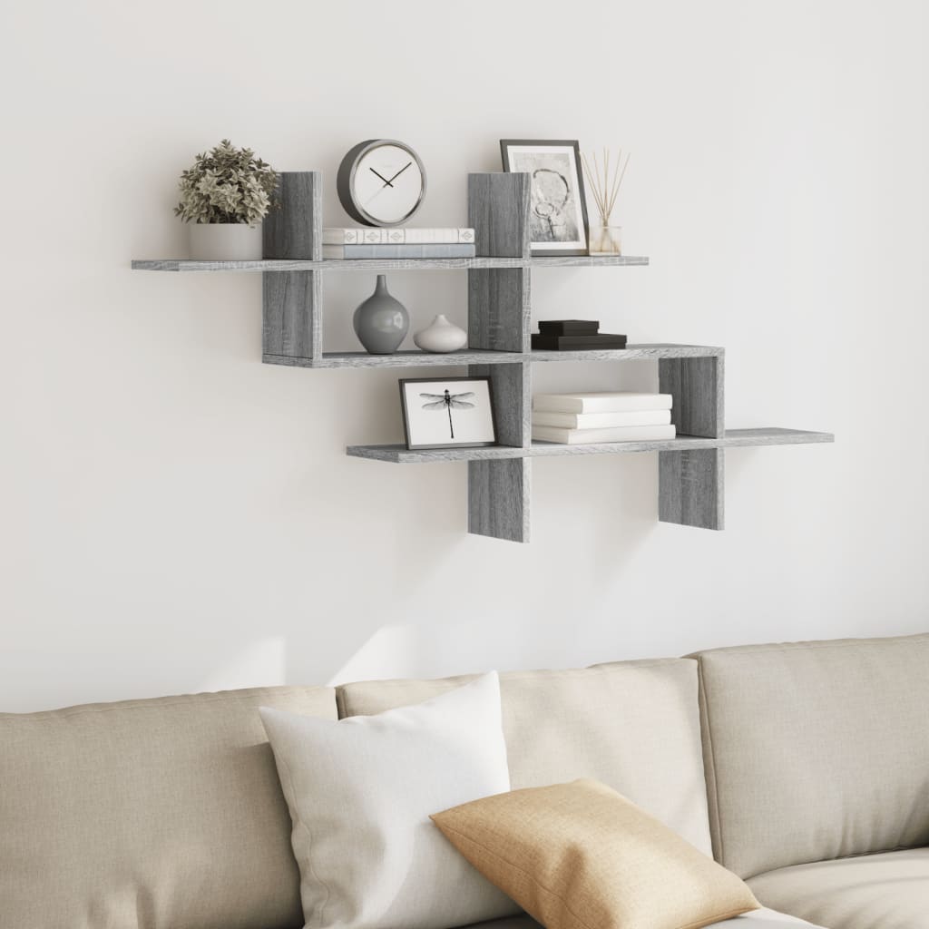 Wall shelf gray Sonoma 124.5x18x60.5 cm wood material