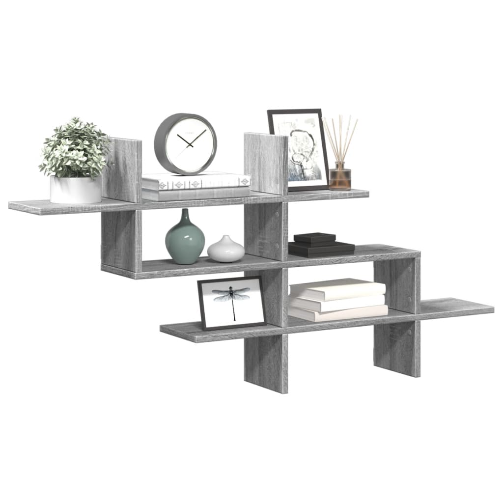 Wall shelf gray Sonoma 124.5x18x60.5 cm wood material