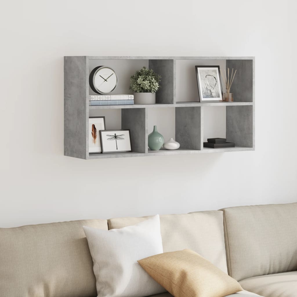 Wall shelf concrete grey 100x25x50 cm wood material