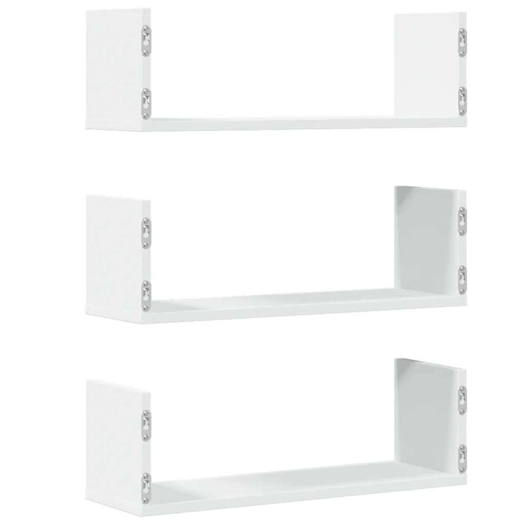 Wall shelves 3 pcs. White 58x18x18 cm wood material