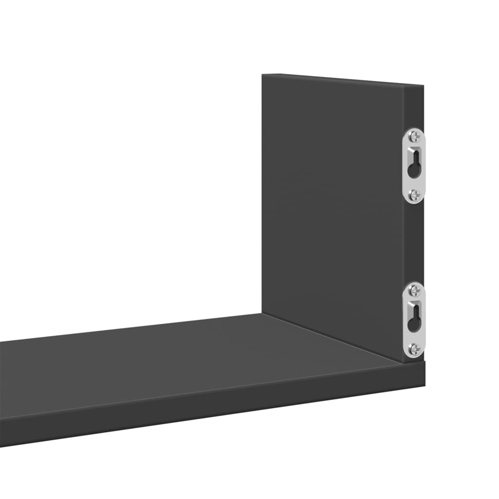 Wall shelves 3 pcs. Black 58x18x18 cm wood material