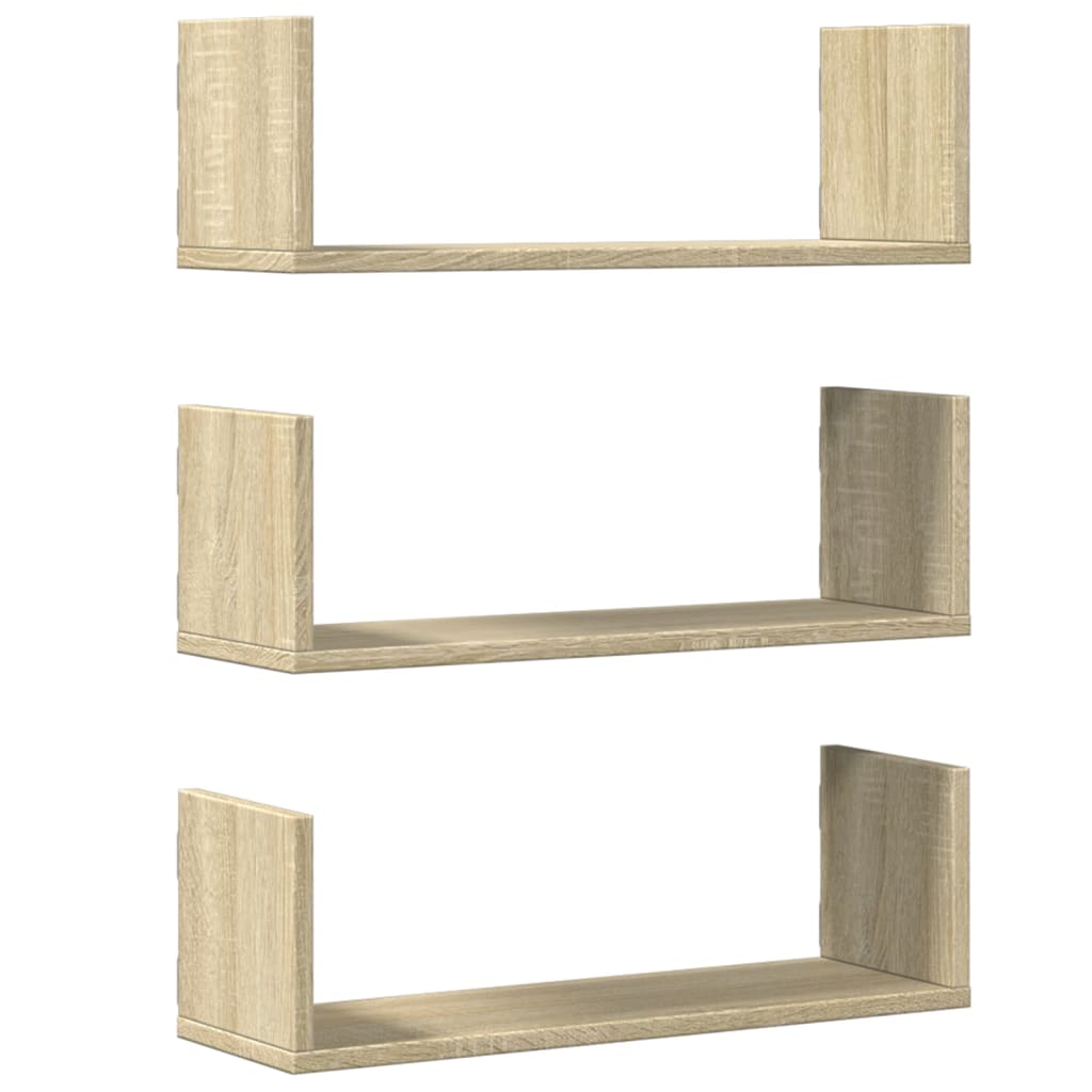 Wall shelves 3 pcs. Sonoma oak 58x18x18 cm wood material