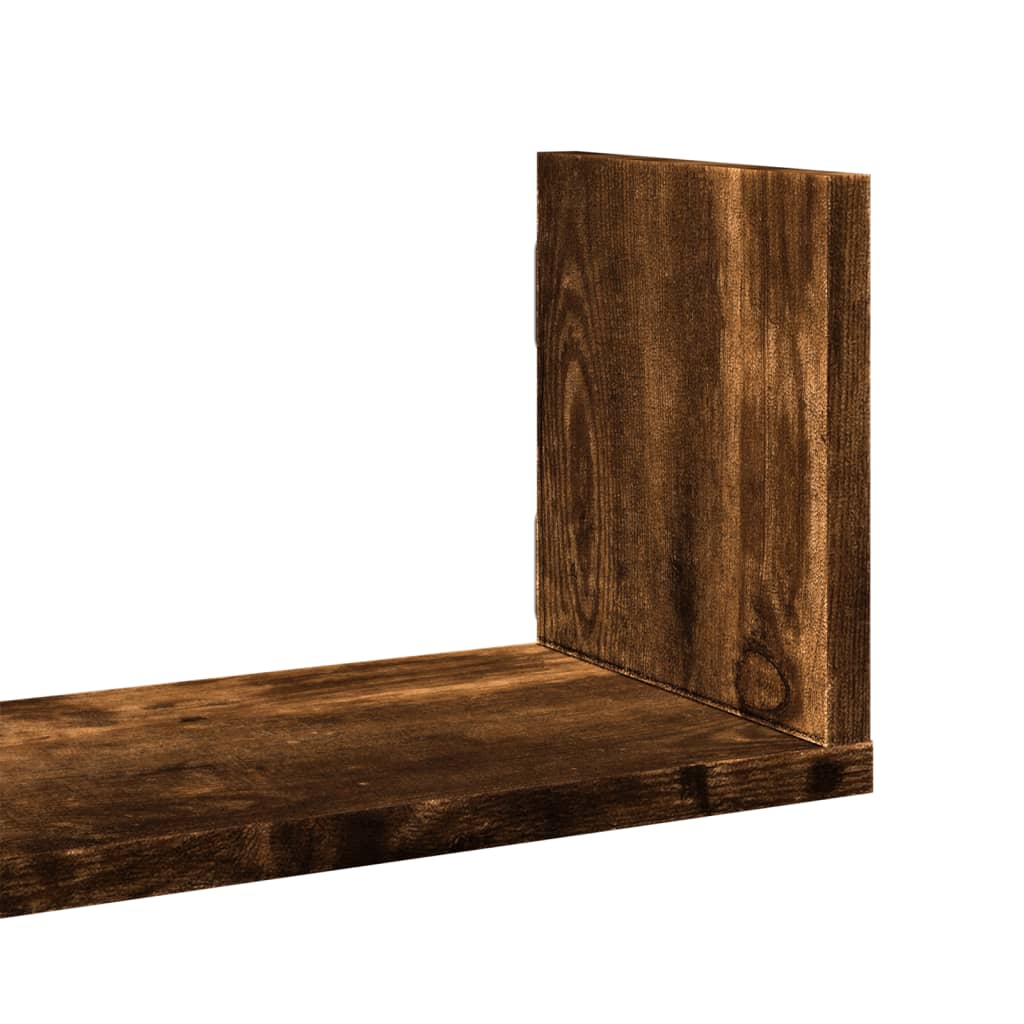Wall shelves 3 pcs. Smoked oak 58x18x18 cm wood material