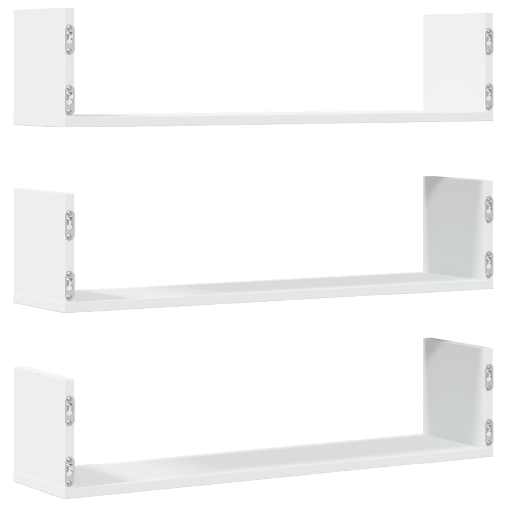 Wall shelves 3 pcs. White 80x18x18 cm wood material