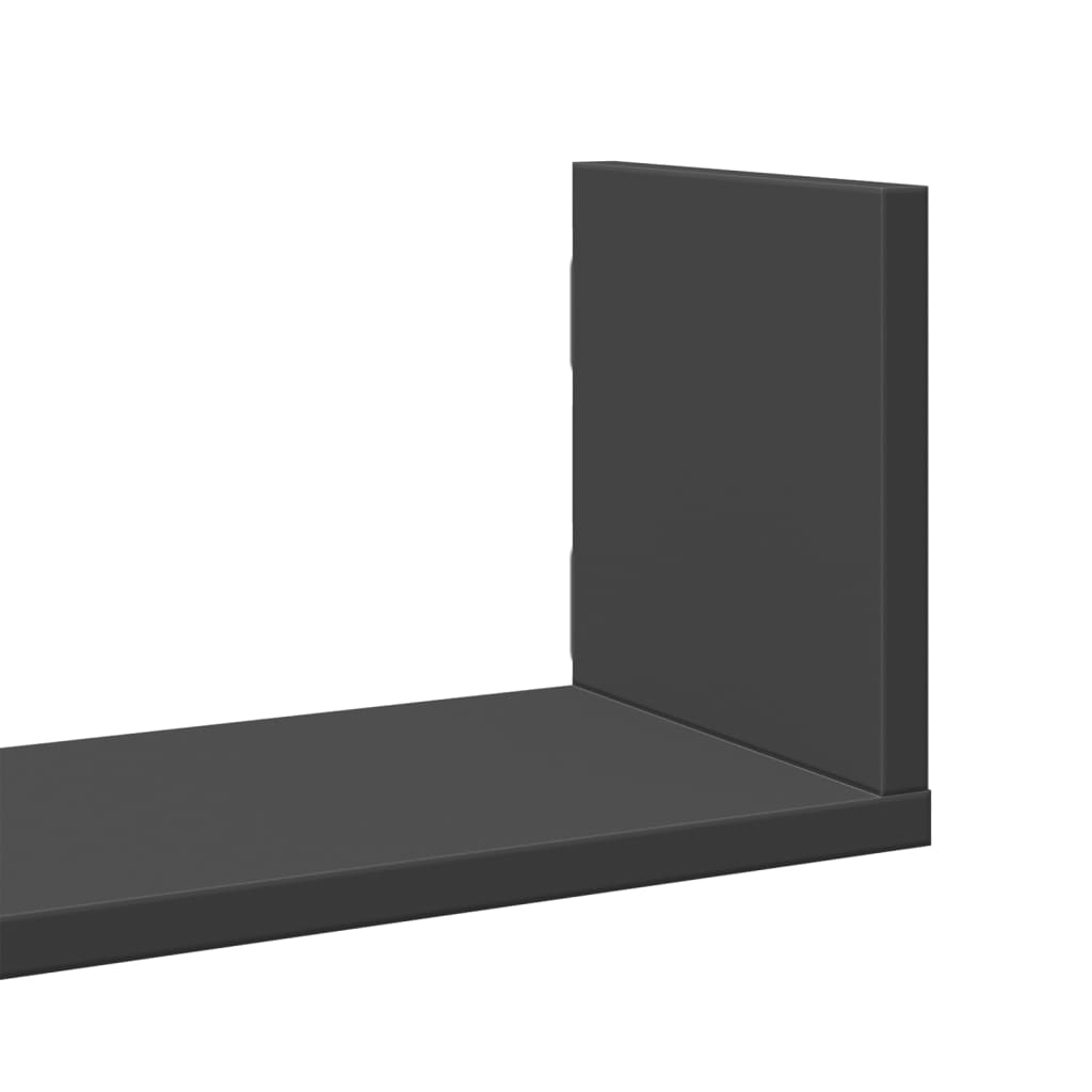 Wall shelves 3 pcs. Black 80x18x18 cm wood material
