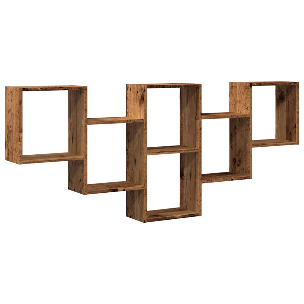 Wall shelf reclaimed wood look 159x18x66 cm wood material