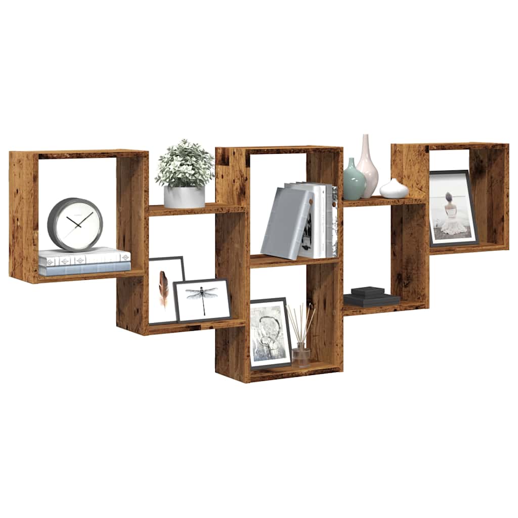 Wall shelf reclaimed wood look 159x18x66 cm wood material