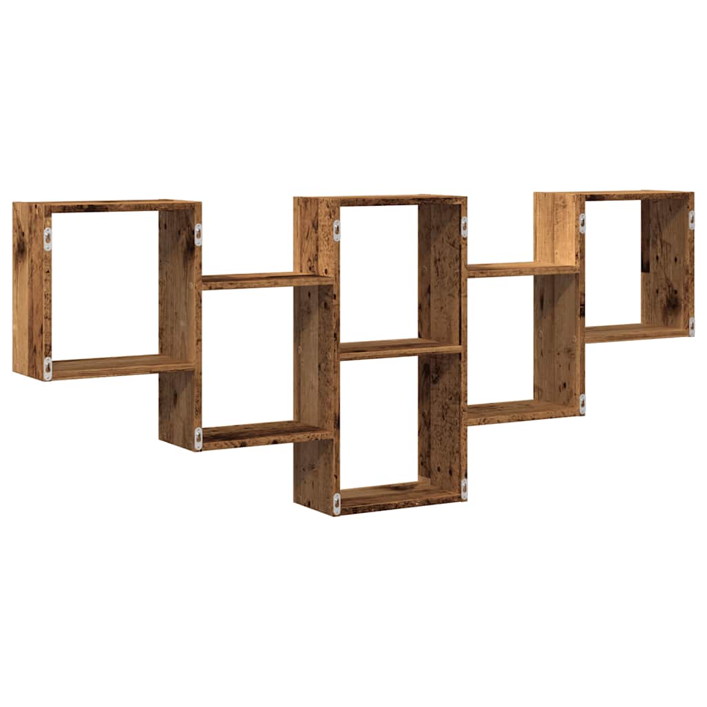 Wall shelf reclaimed wood look 159x18x66 cm wood material