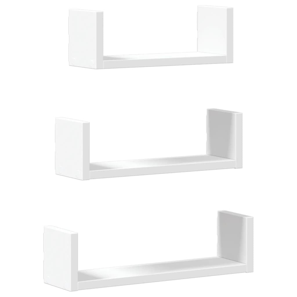 Wall shelf 3 pcs. White wood material
