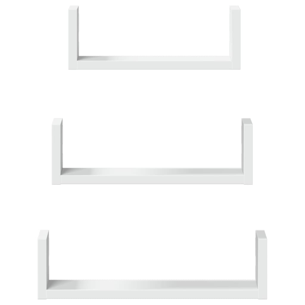 Wall shelf 3 pcs. White wood material