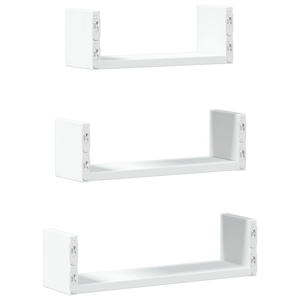 Wall shelf 3 pcs. White wood material