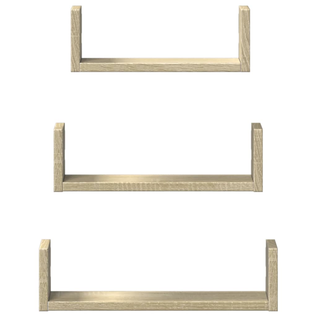 Wall shelf 3 pcs. Sonoma oak wood material