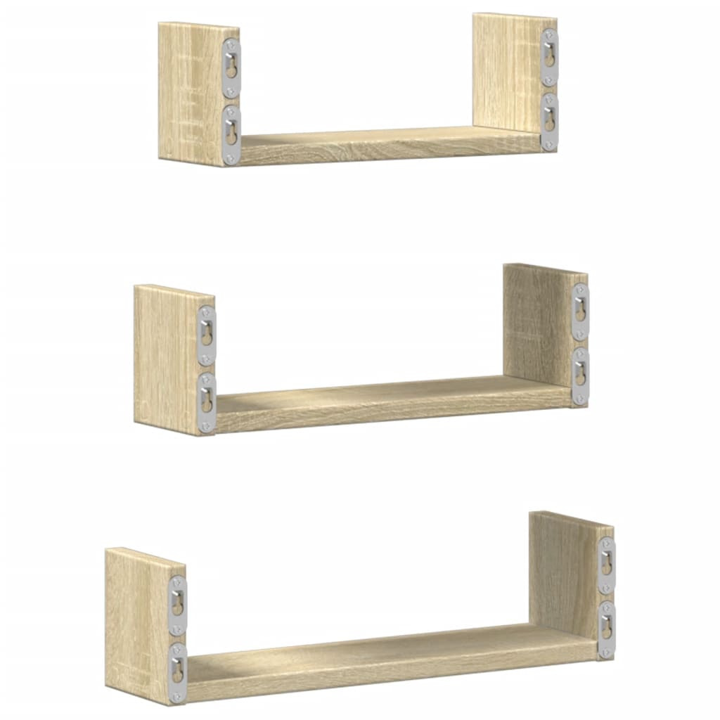 Wall shelf 3 pcs. Sonoma oak wood material