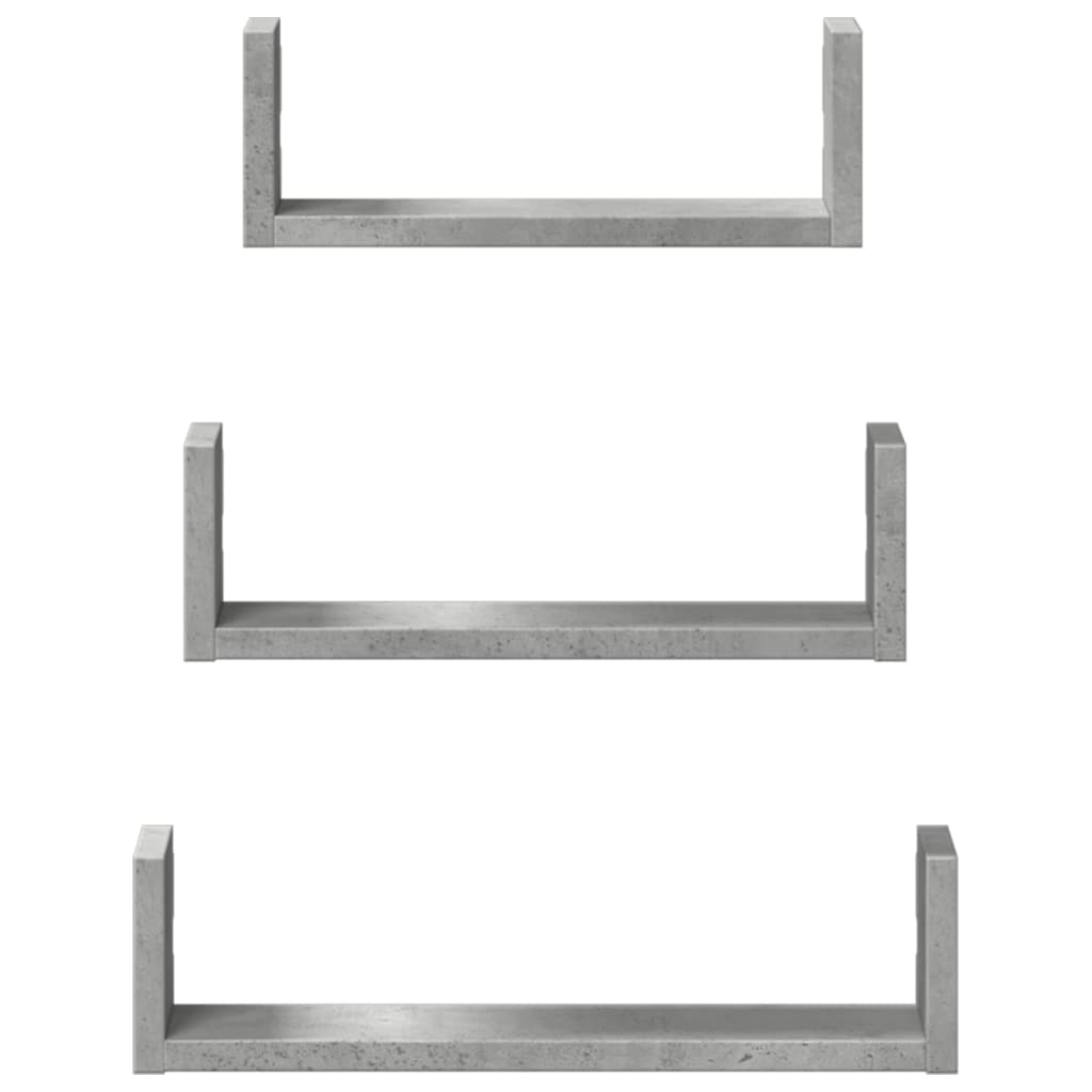 Wall shelf 3 pcs. Concrete gray wood material