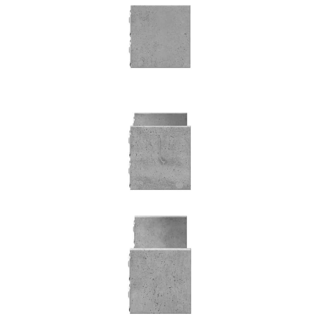 Wall shelf 3 pcs. Concrete gray wood material