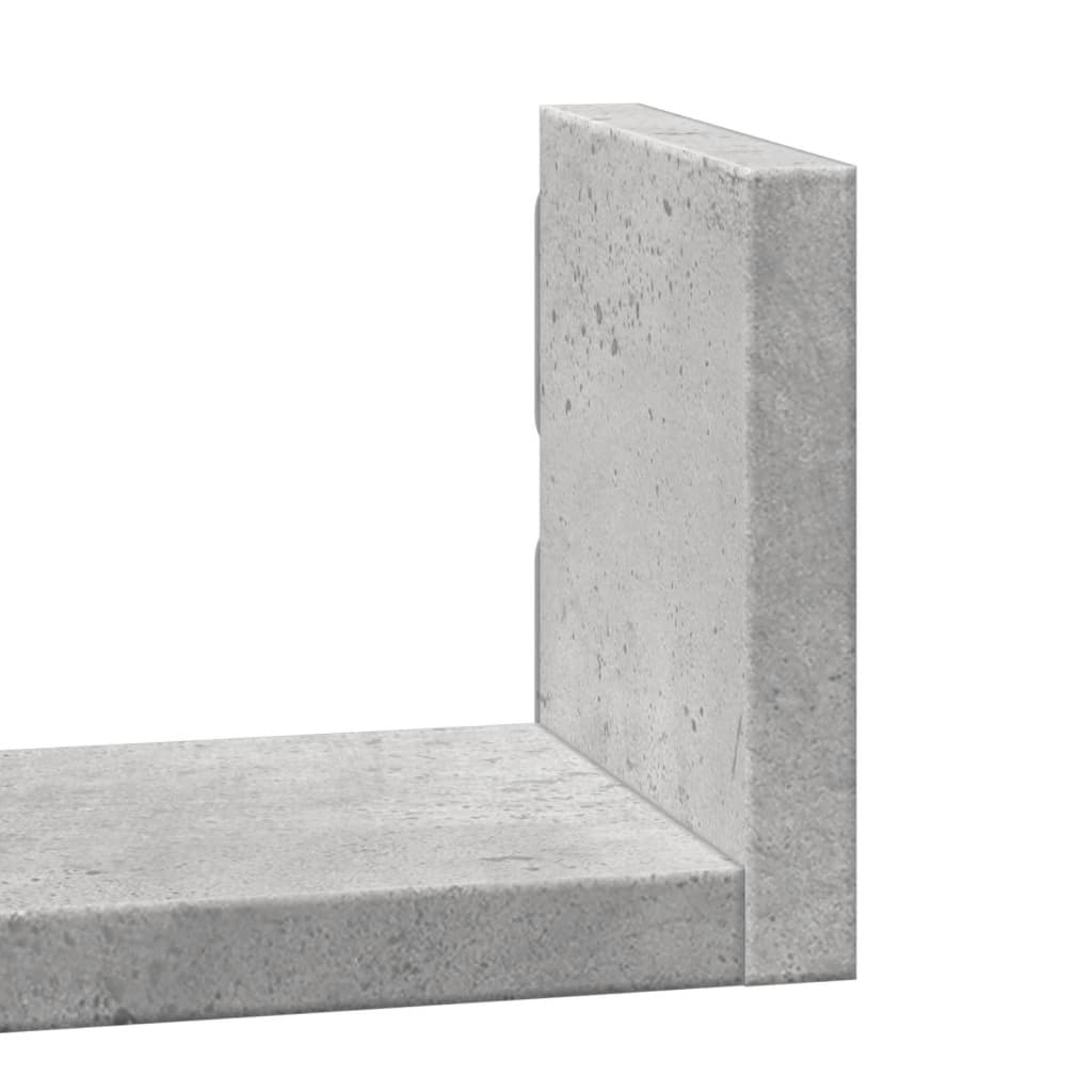 Wall shelf 3 pcs. Concrete gray wood material