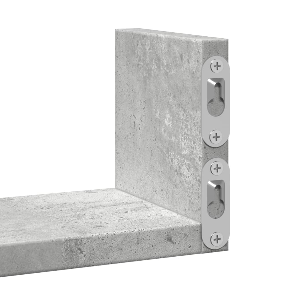 Wall shelf 3 pcs. Concrete gray wood material