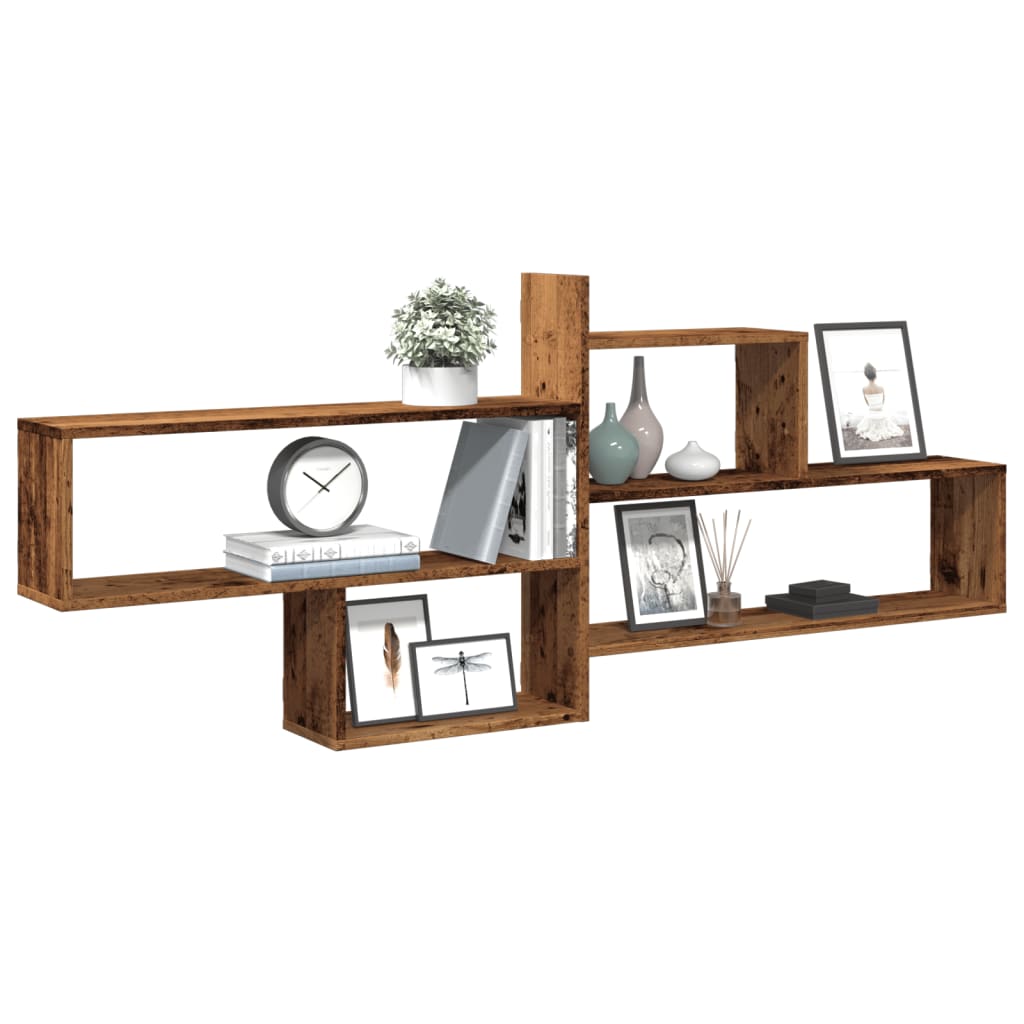 Wall shelf reclaimed wood look 167.5x18x68 cm wood material