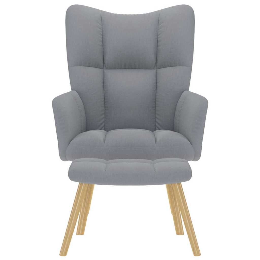 Fauteuil relax avec tabouret en tissu gris clair