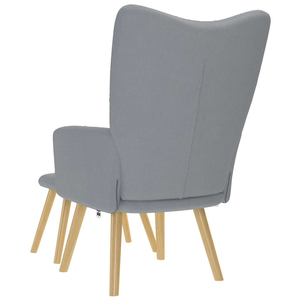 Fauteuil relax avec tabouret en tissu gris clair