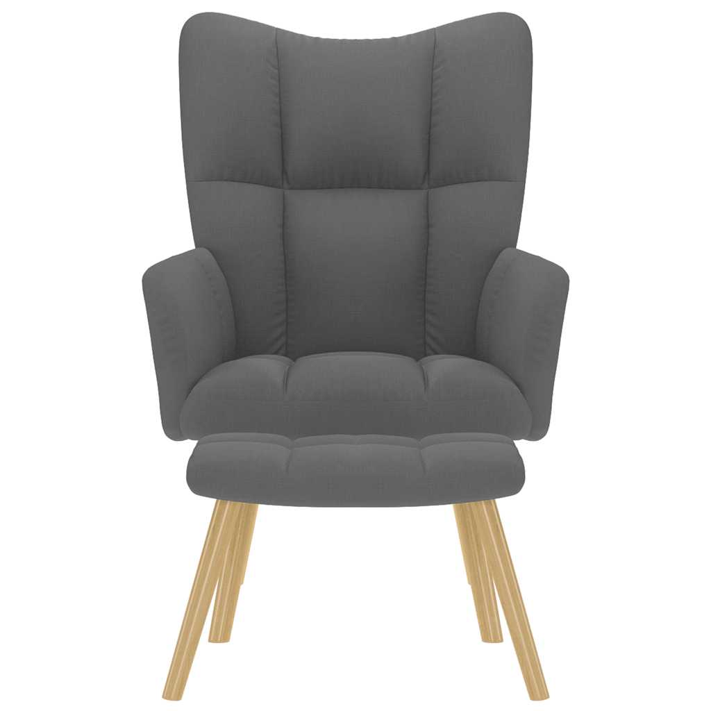 Fauteuil de relaxation avec tabouret tissu gris foncé