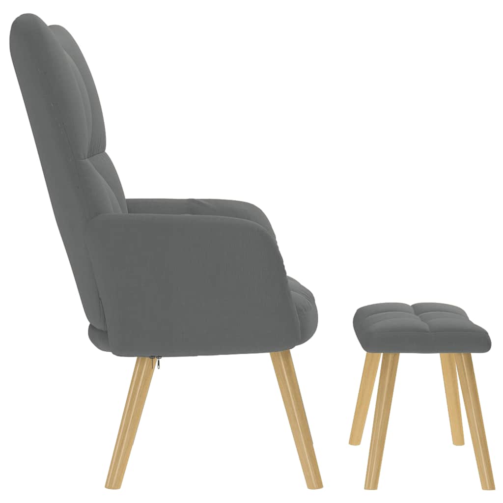 Fauteuil de relaxation avec tabouret tissu gris foncé